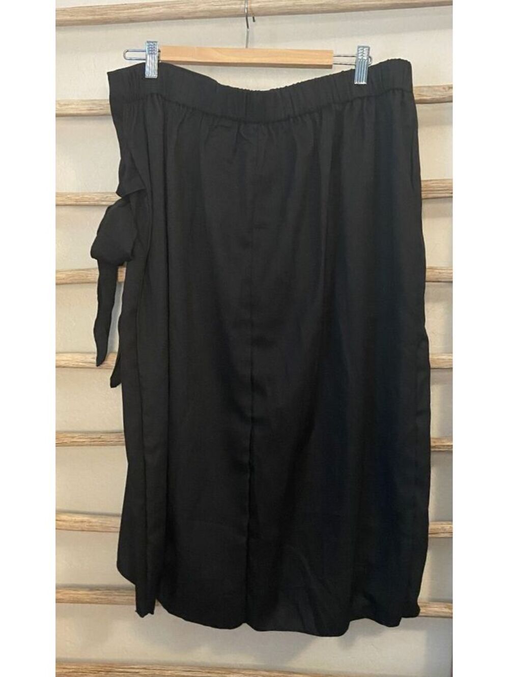 Black Wrap Midi Skirt with Side Tie, Size 2XL - Picture 4 of 7